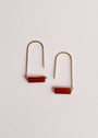Carnelian Agate Gemstone Drop - Creativity: Minimalist gold-plated drop earrings with a horizontal red bar at the bottom, shown on a plain white background.