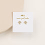 A pair of Pavé Mushroom earrings, gold plated with sparkling CZ stones, displayed on a white card with "JEWELRY" and "wear good vibes" in gold lettering.