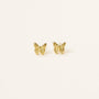 Butterfly: Small gold plated butterfly stud earrings with sterling silver posts, displayed on a plain light-colored background.