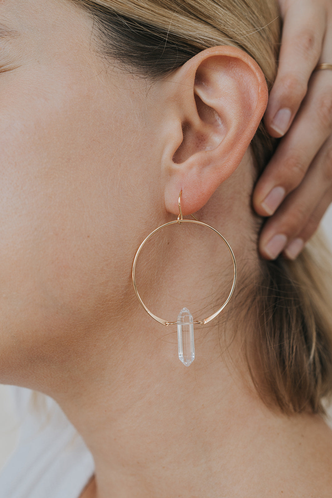 Clear Quartz Hoop - Healing