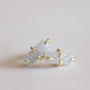The White Bar Druzy features two small, rectangular white druzy stones set in delicate 18k gold plated prongs and displayed on a soft, pale surface.