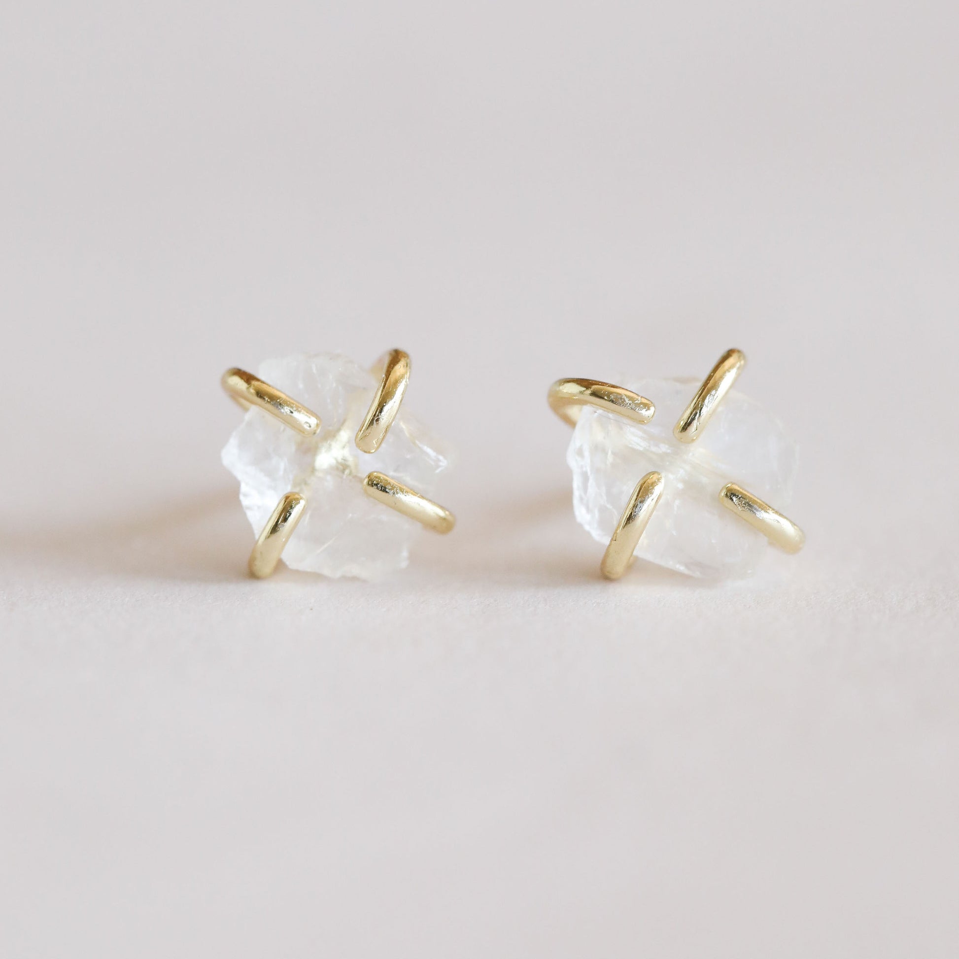 Clear glass long stone prong set Earrings – JPeace Designs