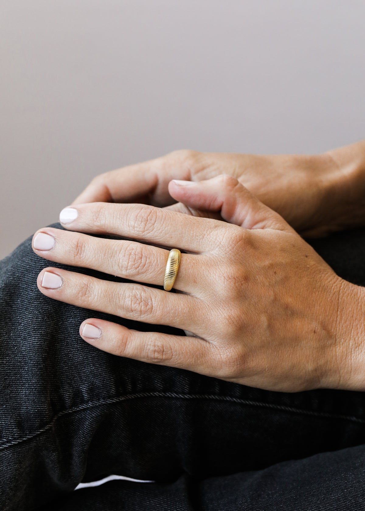 Ridged Gold Ring – Textured Stackable 18k Gold Band | JaxKelly