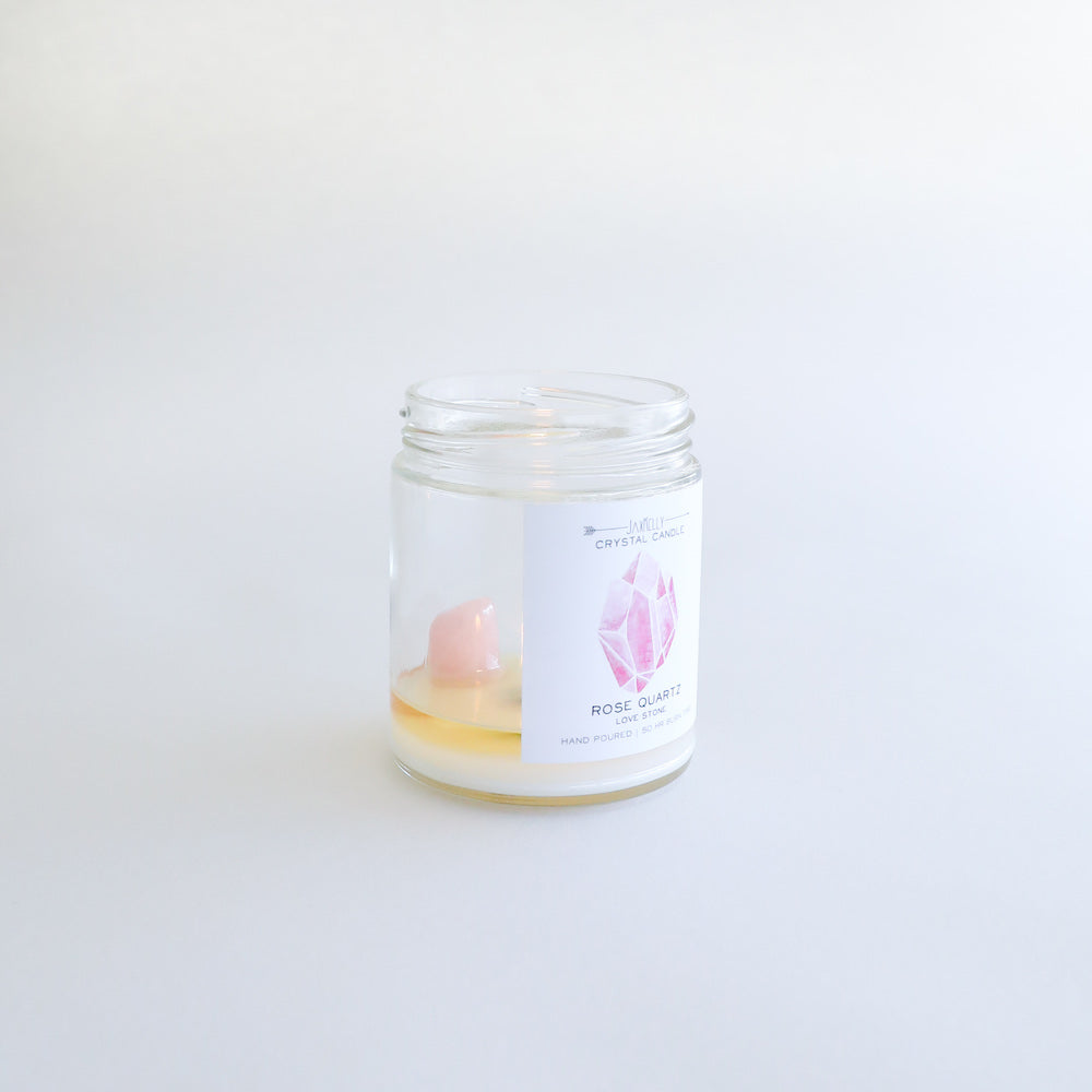 Rose Quartz Crystal Candle - Love