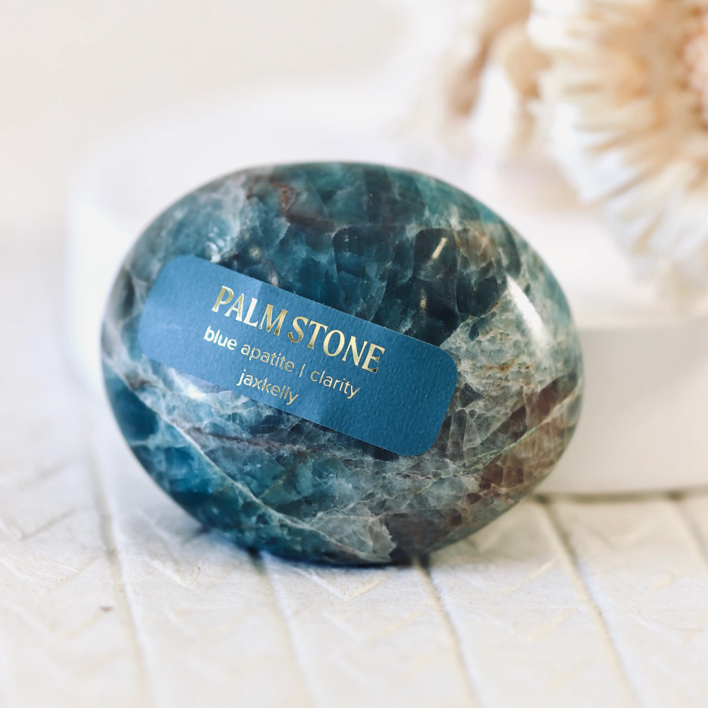 Blue Apatite Palm Stone - Clarity